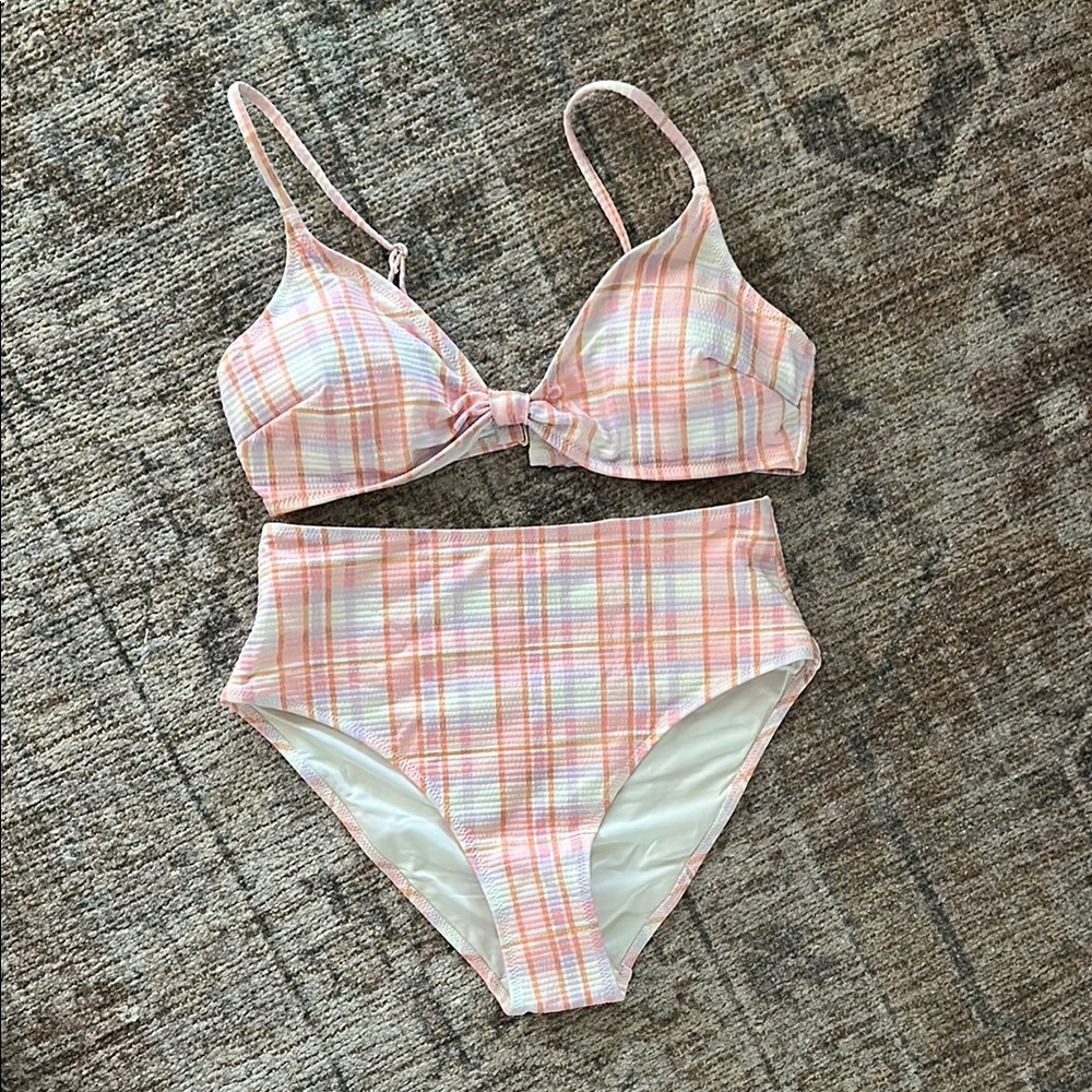 H&M Checkered Bikini in Pink and Orange
